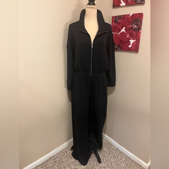 Spanx Air Essentials Black Wide Leg, Zipfront Jumpsuit, XL Petite - Picture 4 of 11